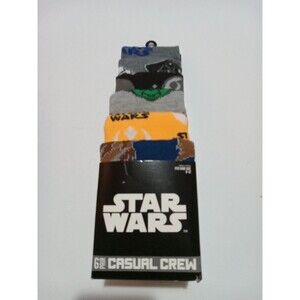 Star Wars Socks 6 Pair Crew Socks Size 8-12 Mens Yoda Chewbacca Bioworld Sci-Fi